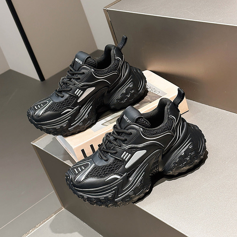 Lovers Summer Breathable Clunky Thick Bottom Lace Up Mesh Sneakers