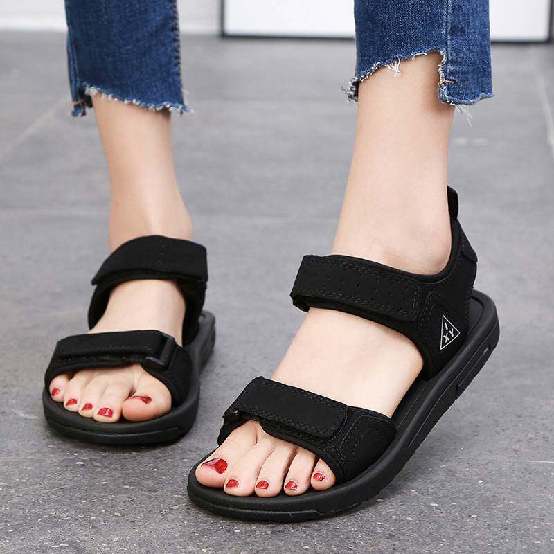 Women's Moms Summer Soft Bottom Flat Grandma Vietnam Large Size Velcro High Heeled Sandals