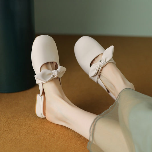 Bow Half Female Mule Go Out Sandals