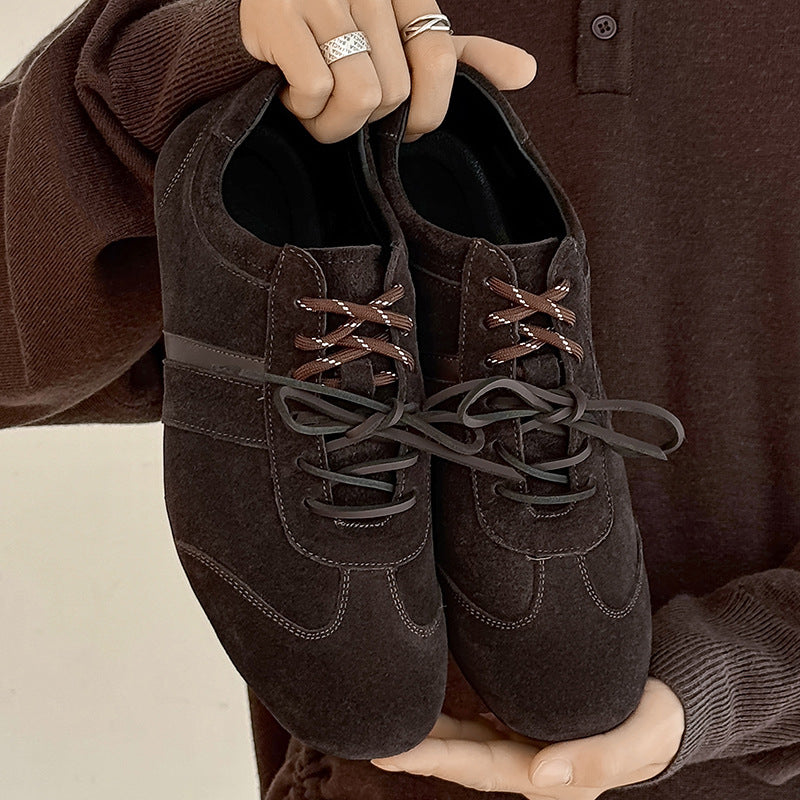 Men's Retro Flat Bottom Brown Sports German Men's Board Shoes