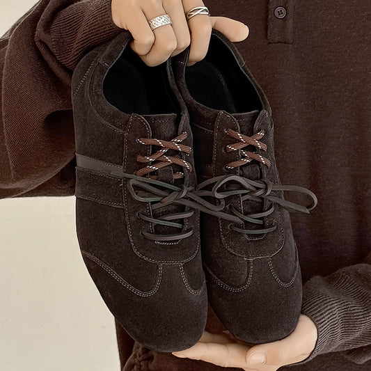 Men's Retro Flat Bottom Brown Sports German Men's Board Shoes