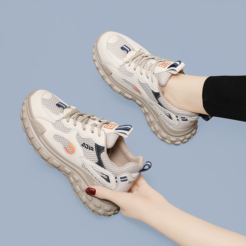 Women's Clunky Fashionable Retro Autumn Flat Platform Color Matching Sneakers