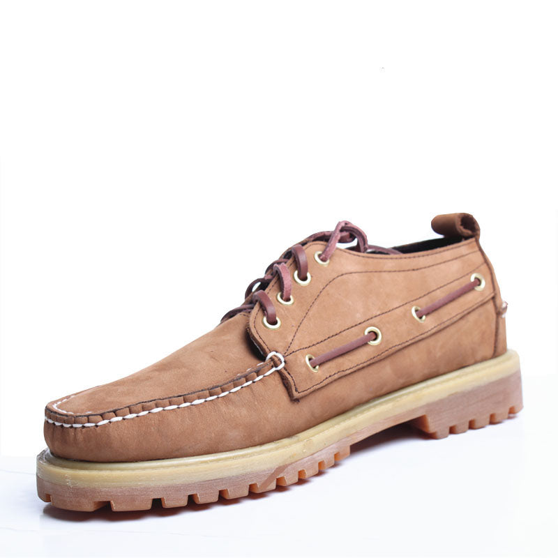 Men's Trendy Large Round Toe Boat Business Men's Casual Leather Shoes