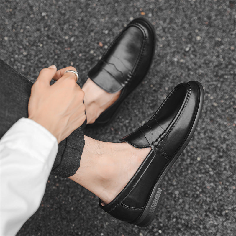 Men's Soft Bottom Early Autumn One Pedal Lazy Men's Casual Leather Shoes