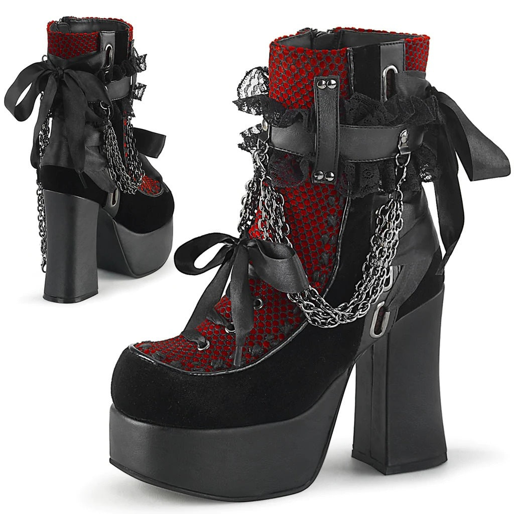 Women's Gothic Retro Chunky Platform Plus Size Women's Leather Boots