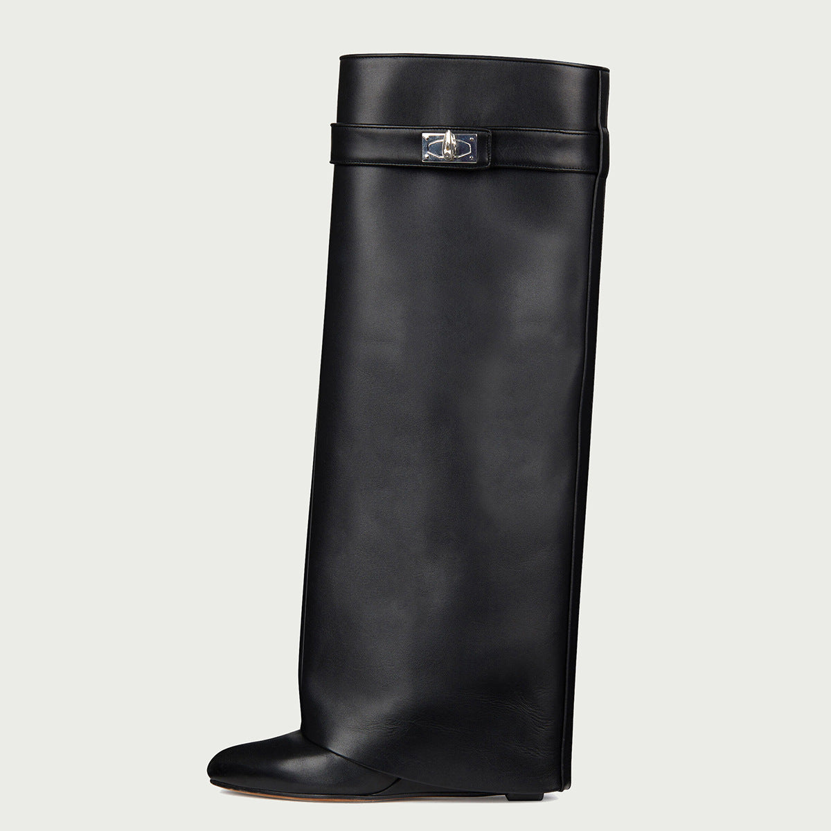 Women's Circumference Straight Pointed Buckle Shark Long Boots
