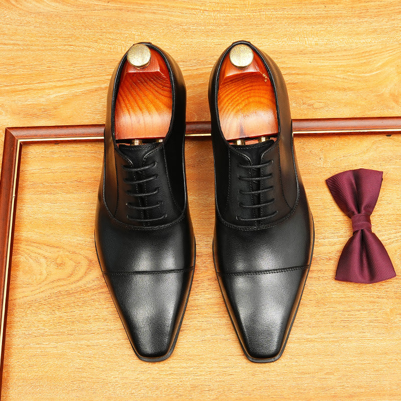 Men's Spring Gentleman Oxford First Layer Cowhide Business Formal Wear Leather Shoes