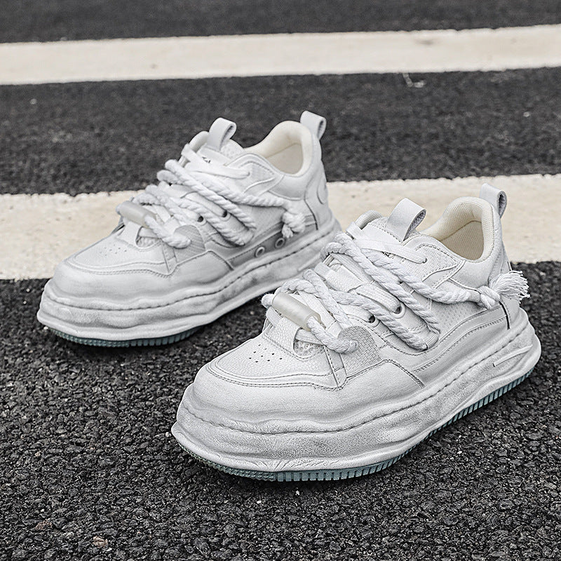 Men's Height Increasing Niche Versatile Distressed Polished Sneakers
