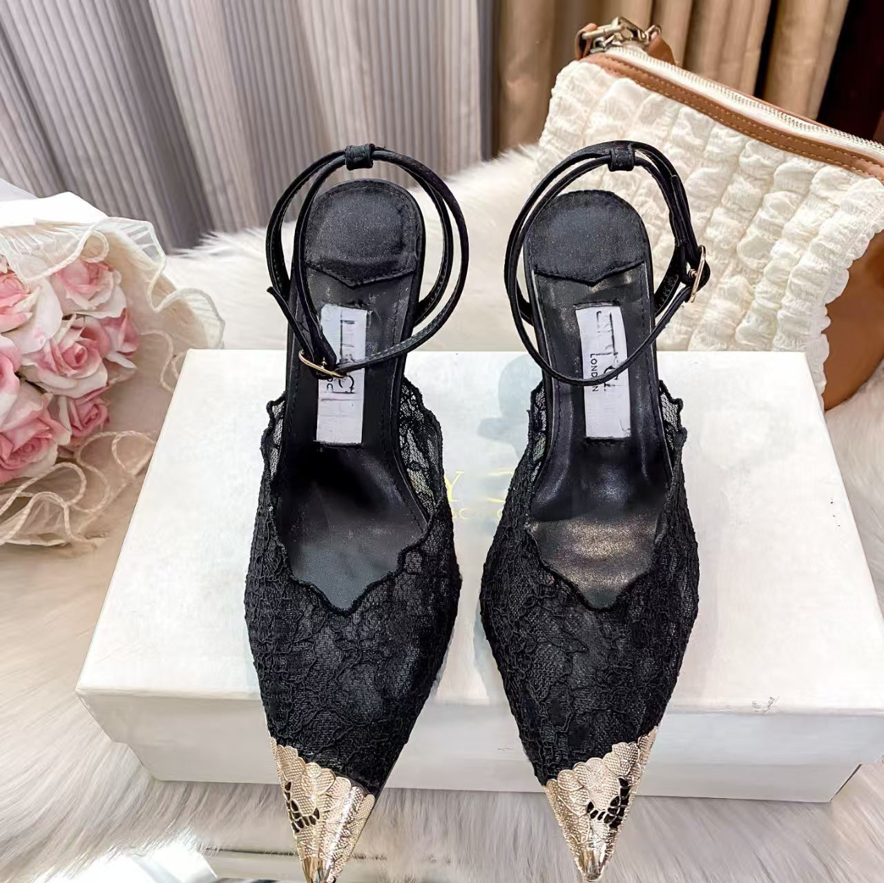 Lace Low-cut Fashion Sexy Fairy Style Metal Heels