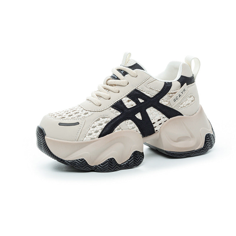 Women's Woven Mesh Summer Thick Bottom Height Increasing Insole Popular Women's Casual Shoes