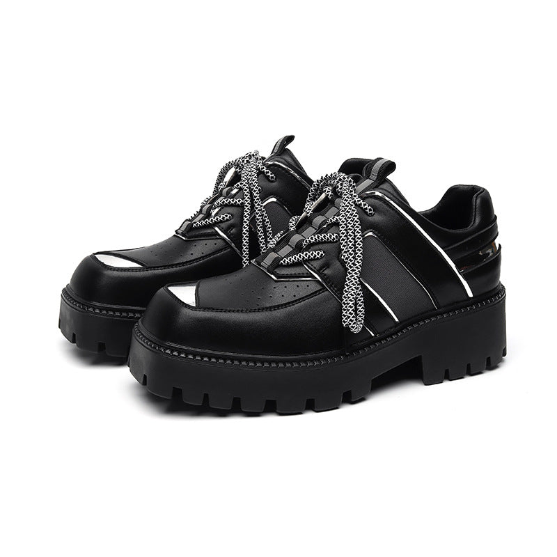 Men's High-grade Korean Thick-soled Hair Stylist Square Leather Shoes