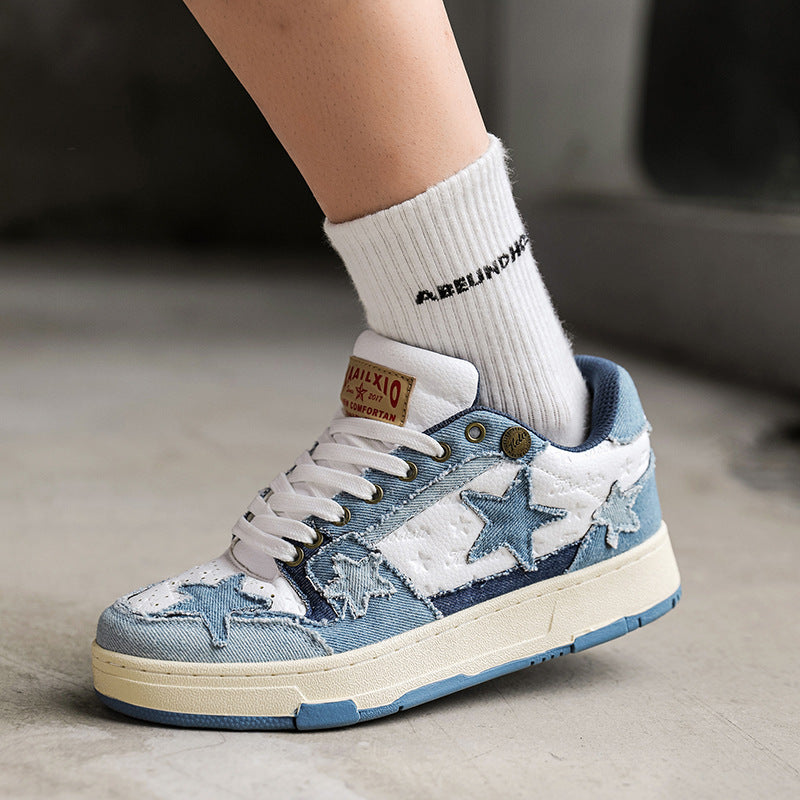 Men's National Fashion Versatile Star Pattern Denim Men's Board Shoes