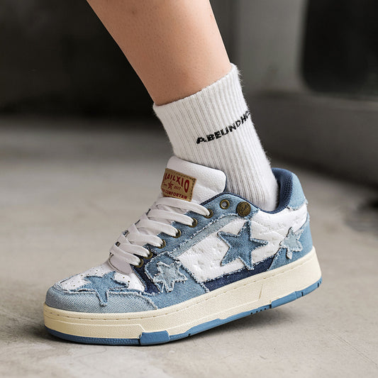Men's National Fashion Versatile Star Pattern Denim Men's Board Shoes