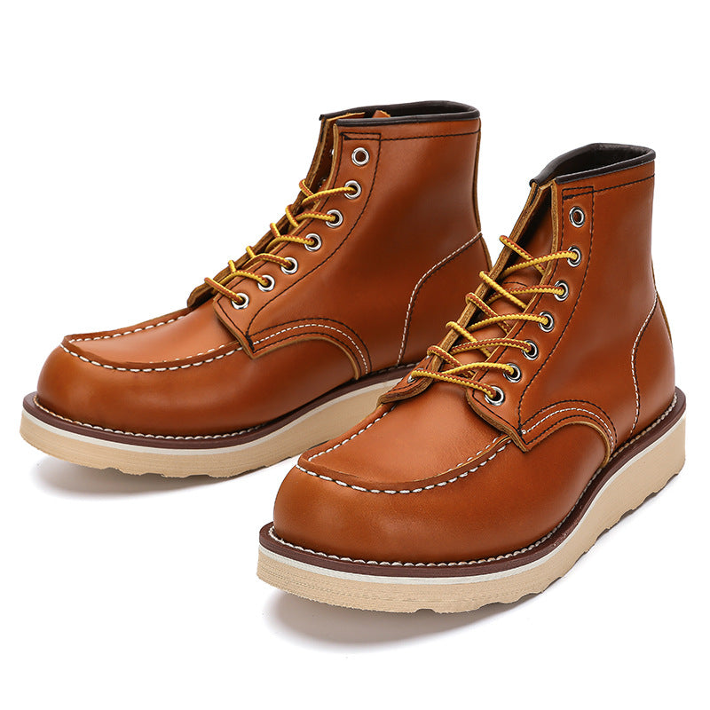 Men's Retro Short American Martin Round Toe Boots