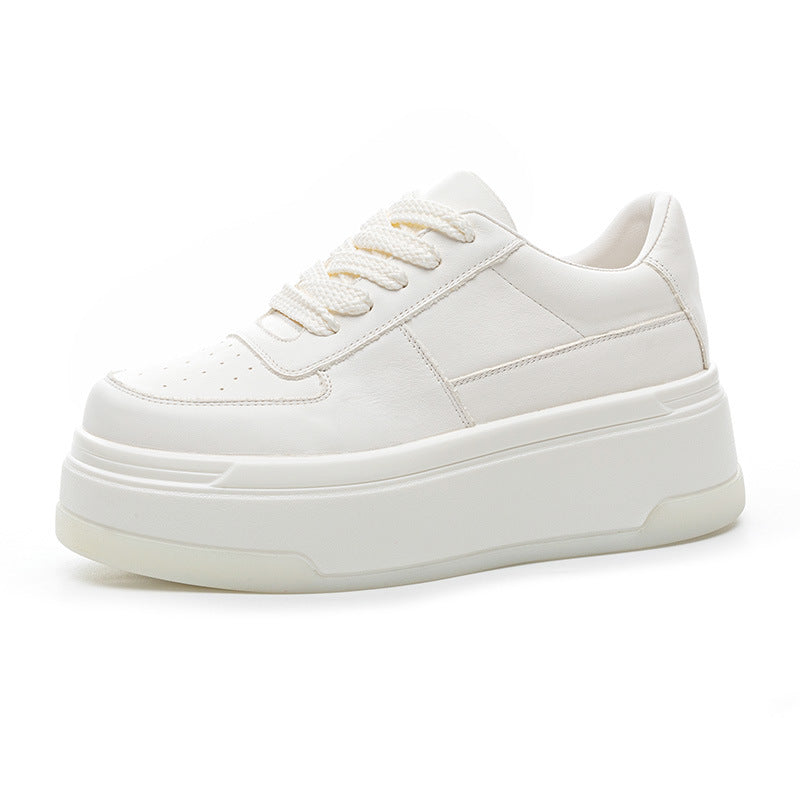 Women's Spring Full Grain Cow Platform Korean Style Casual Shoes