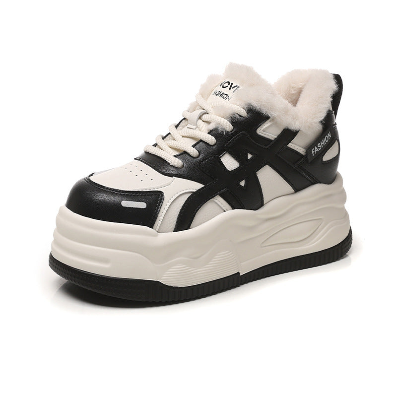 Women's Height Increasing Polyurethane Light White Fashion Breathable Versatile Women's Casual Shoes