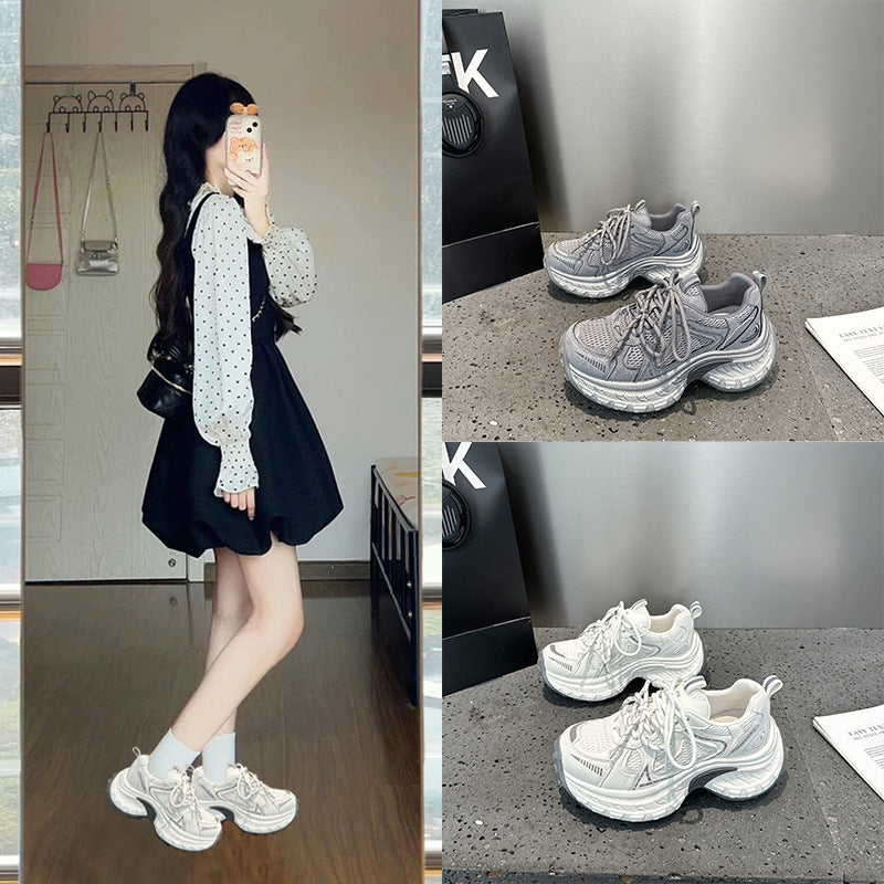 Women's Spring Heightened Daddy Small Mesh Running Men's Shoes