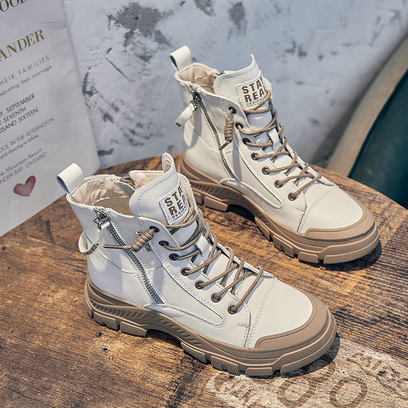 Women's Fashion White Autumn Korean Style Height Women's Board Shoes