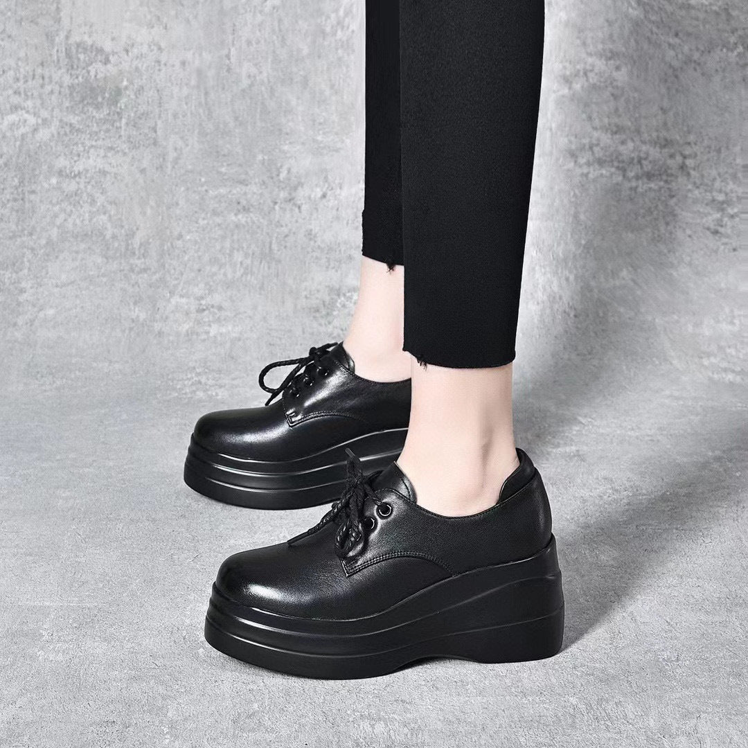Women's Round Toe Top Layer Cowhide College Men's Shoes