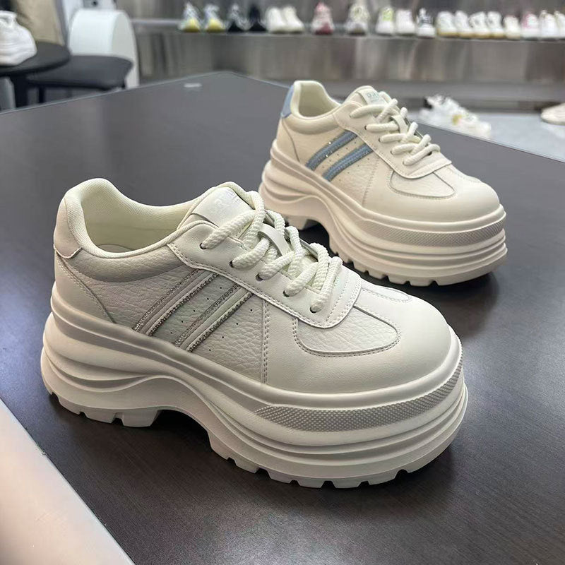 Versatile Heightened Easy Wear Thick Sole White Thin Women's Casual Shoes
