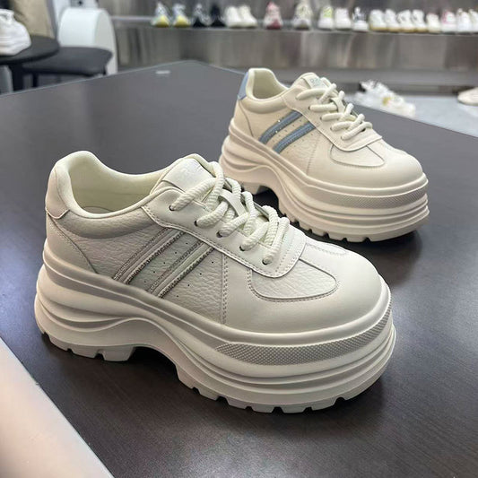 Versatile Heightened Easy Wear Thick Sole White Thin Women's Casual Shoes