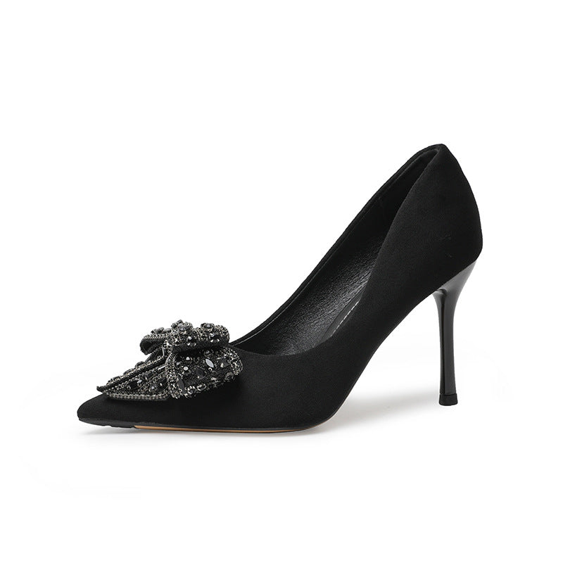 Nightclub Professional Bowknot High Winter Stiletto Heels