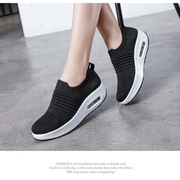 Women's For Stretch Socks Mouth Flying Woven Air Cushion Women's Shoes