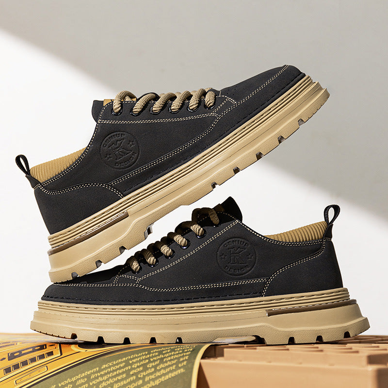Men's Autumn British Style Fashion Black Sports Cargo Men's Shoes