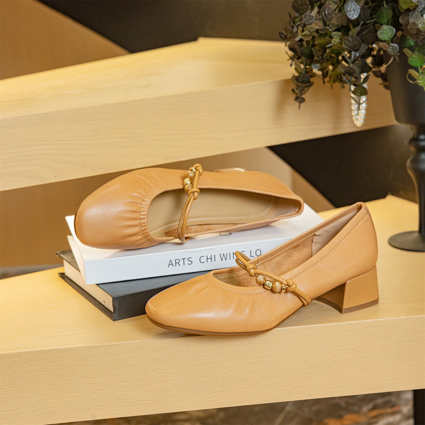 Women's Mary Jane Pumps Mid Sheepskin Temperament Chunky Men's Shoes