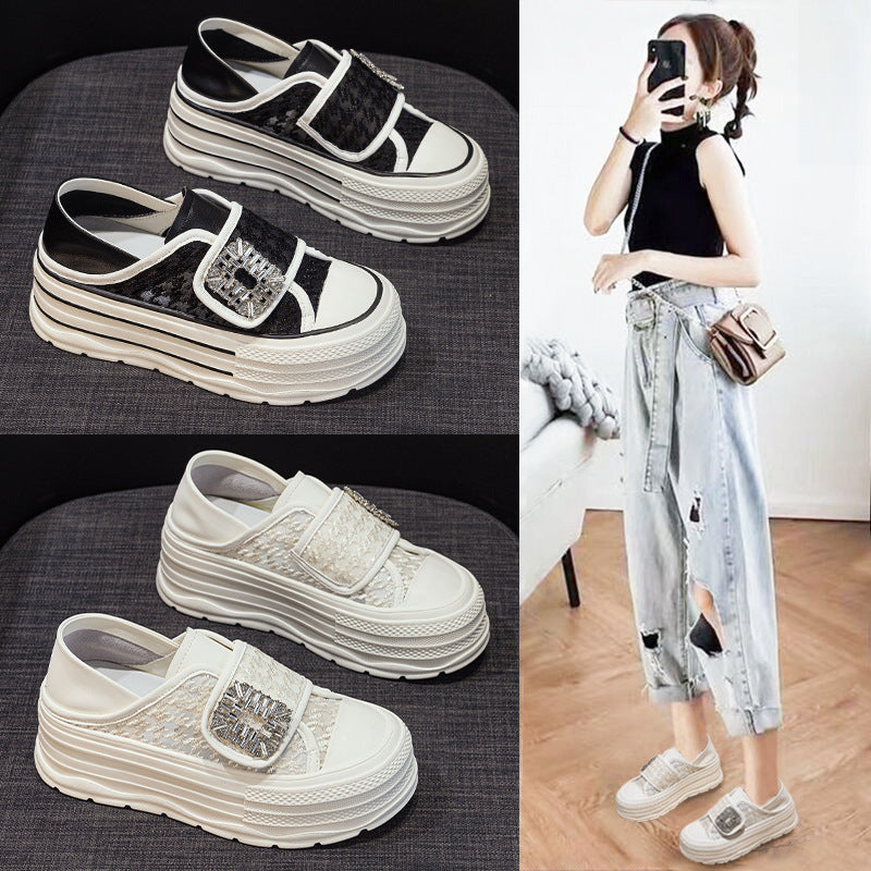 Women's Genuine Platform Breathable Spring Height Increasing Women's Casual Shoes