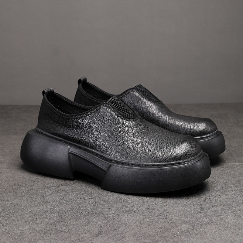 Men's Summer Driving Comfortable Platform Elevator Wild Leather Shoes