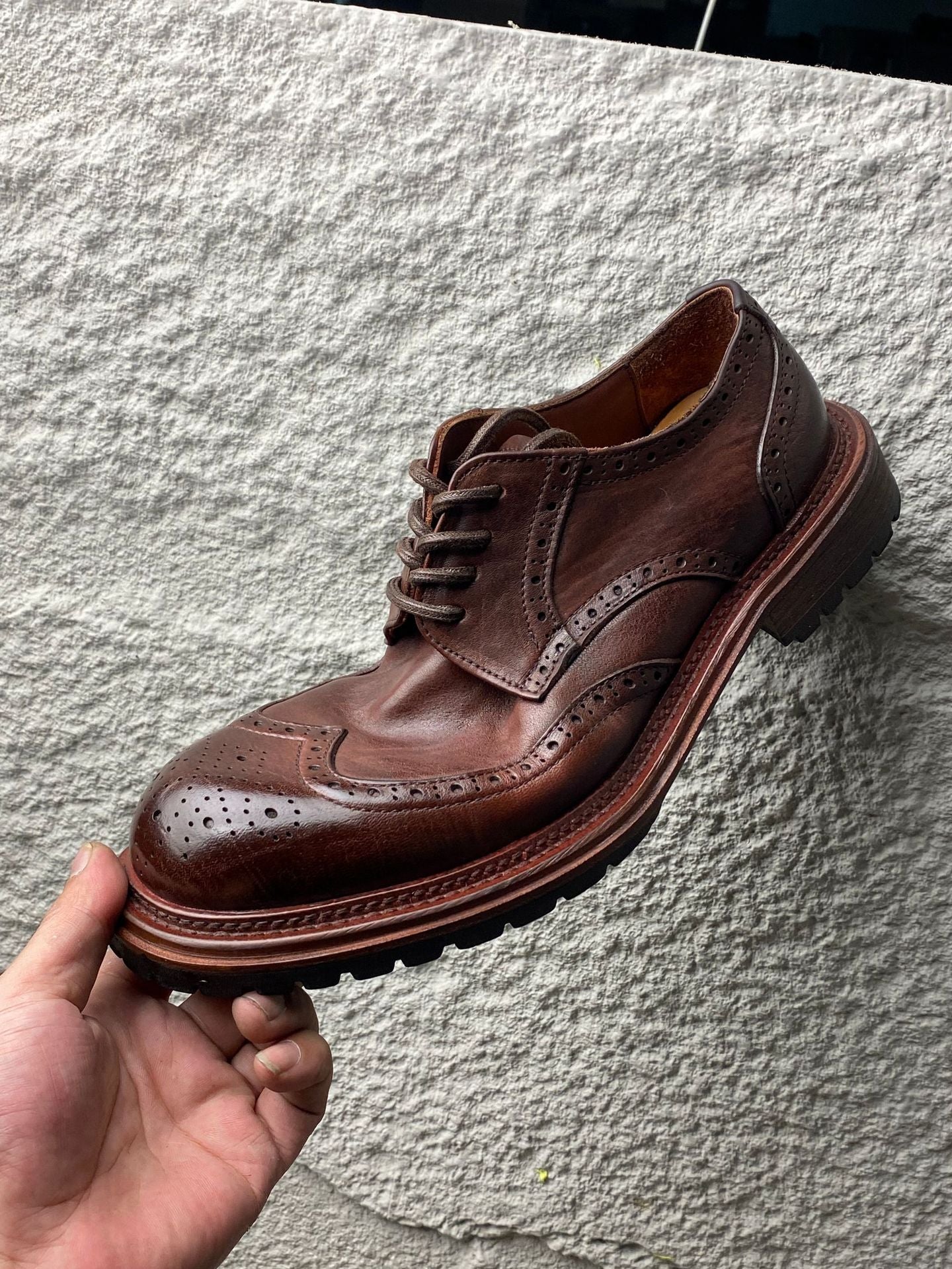 Men's Formal Wear Brogue Carved Good Year Cow Outsole Cowhide Inner Men's Business Leather Shoes