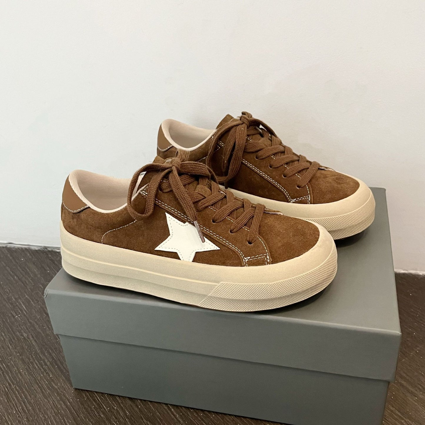 Women's Dirty Korean Style Round Head Distressed Thick Bottom Women's Board Shoes