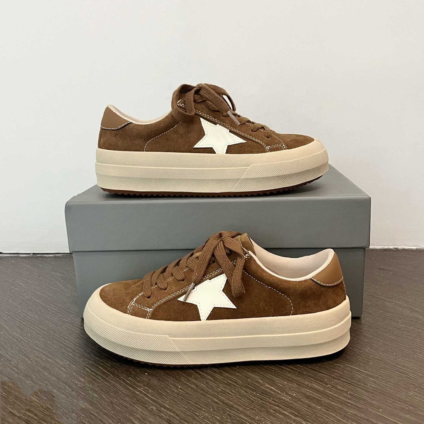 Women's Dirty Korean Style Round Head Distressed Thick Bottom Women's Board Shoes