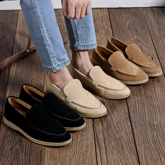 Men's Autumn Low-cut Suede Slip-on Matte Flat Bottom Slip Leather Shoes