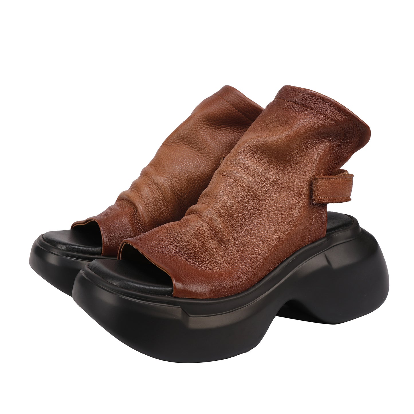 Women's Genuine Fish Mouth Soft Cowhide Comfortable Platform Sandals