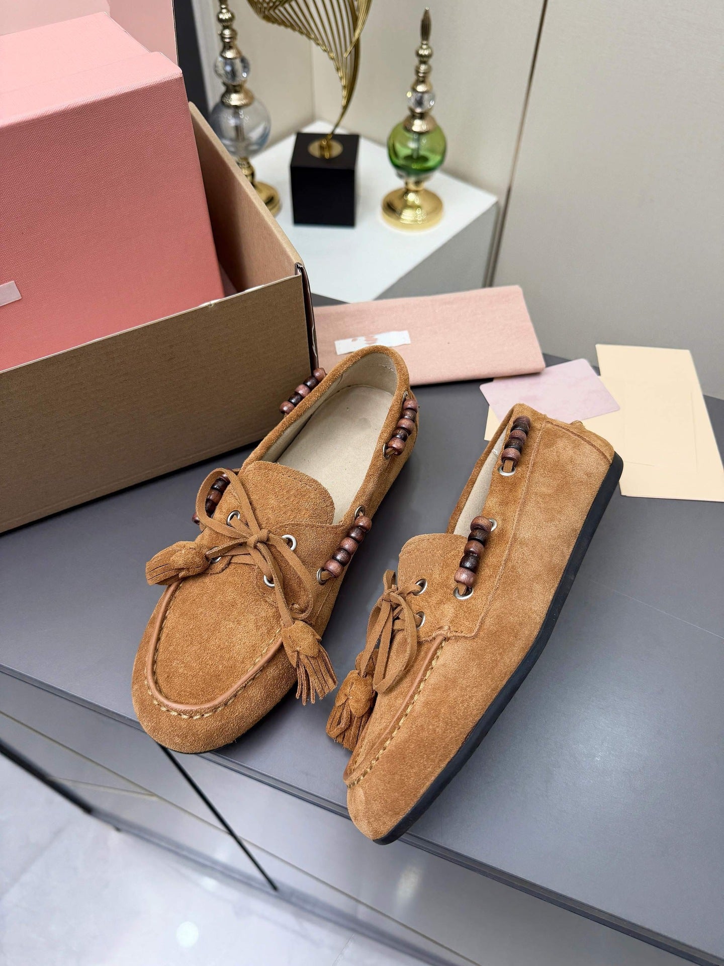 Women's Vintage Beaded Flat Bottom Lazy Slip-on Loafers