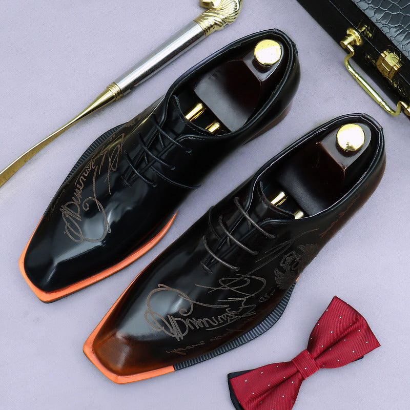 Men's Formal Wear Oxford Cowhide Paint Glossy Men's Business Leather Shoes