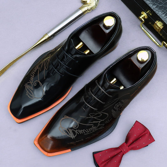Men's Formal Wear Oxford Cowhide Paint Glossy Men's Business Leather Shoes