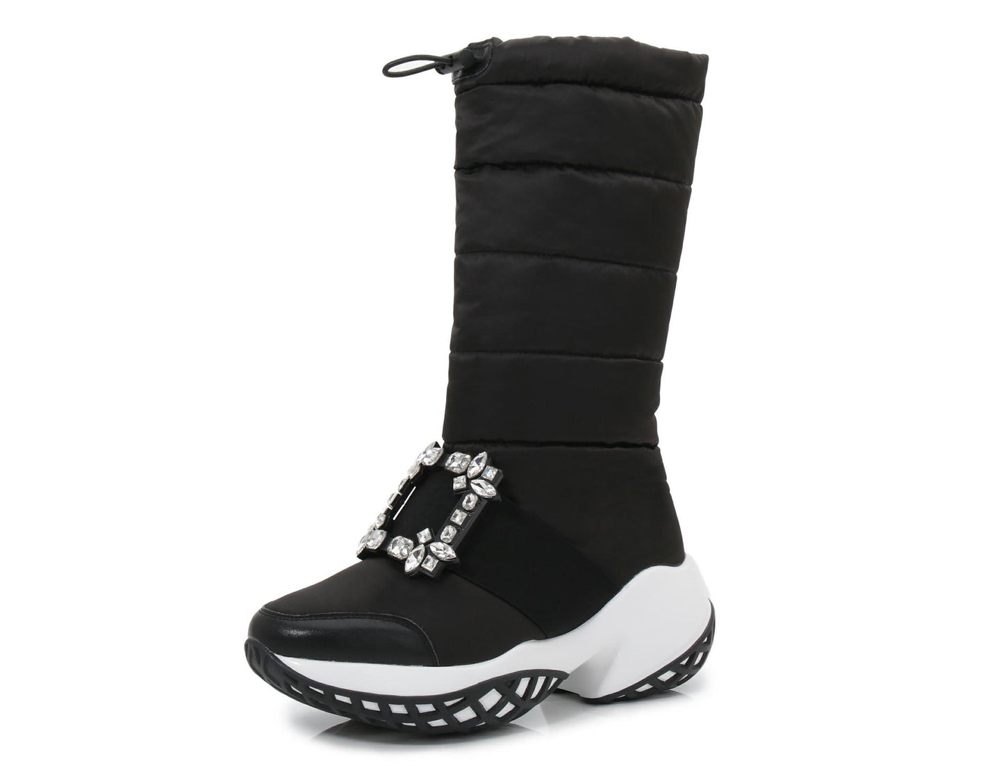 Women's Fashion Drill Buckle Fleece-lined Warm Slip-on Snow Boots