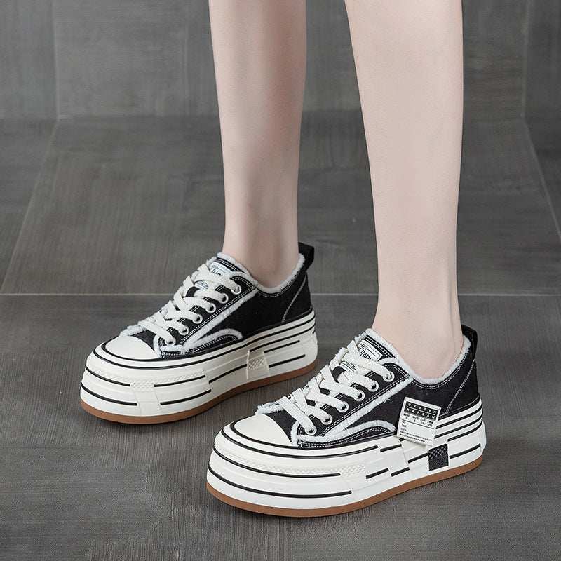Women's Thick-soled Small Height Increasing Beggar Board Women's Canvas Shoes