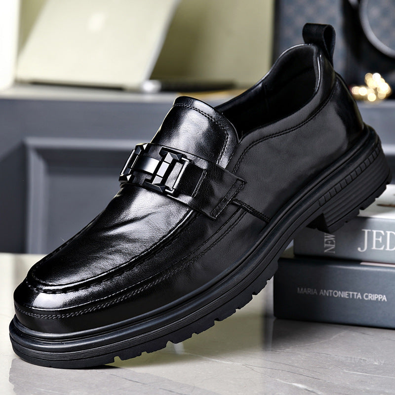 Men's Autumn Cowhide Trendy Slip-on Formal Business Leather Shoes