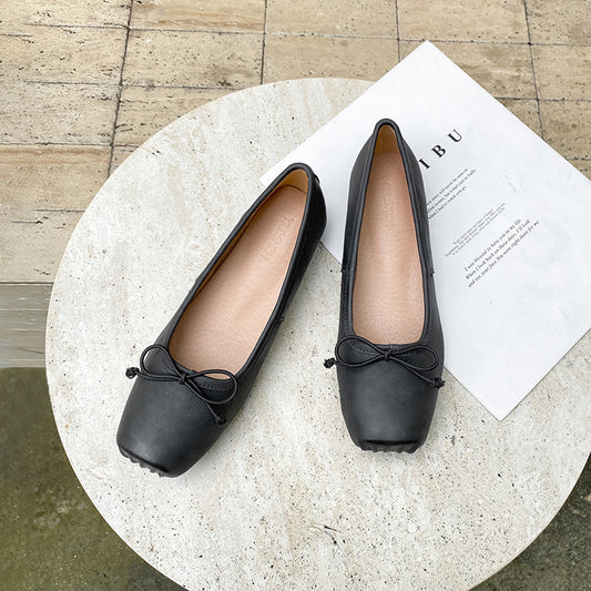 Women's French Style Retro Low Pumps Summer Square Head Casual Shoes