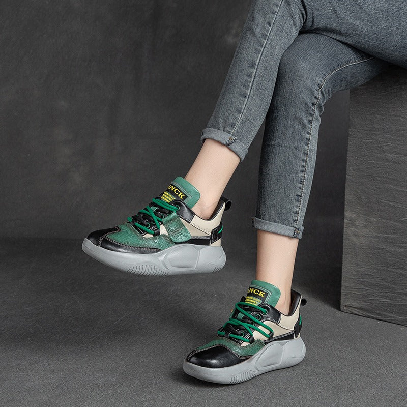 Women's Shu Autumn Multicolor Retro Platform Dad Women's Shoes
