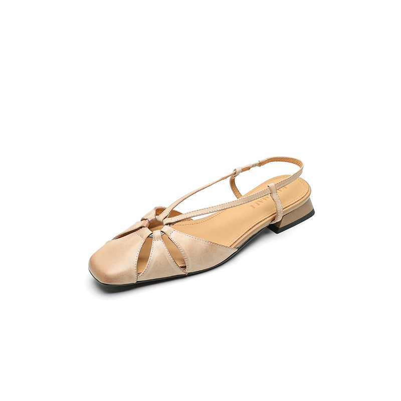 Women's Style Retro Low Open Toe Square Pumps Summer Commute Men's Shoes