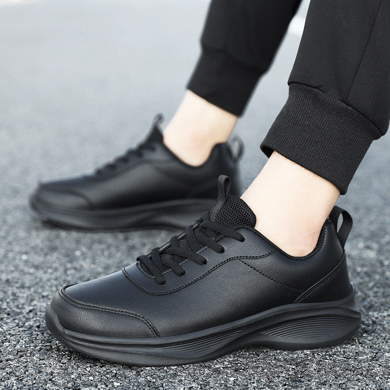 Men's Black Waterproof Soft Bottom Kitchen Leather Shoes