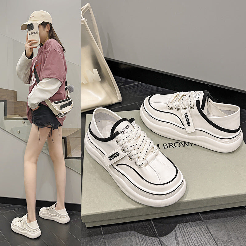 Women's Thick-soled Two-way Step-on Sports Skate Niche Women's Casual Shoes
