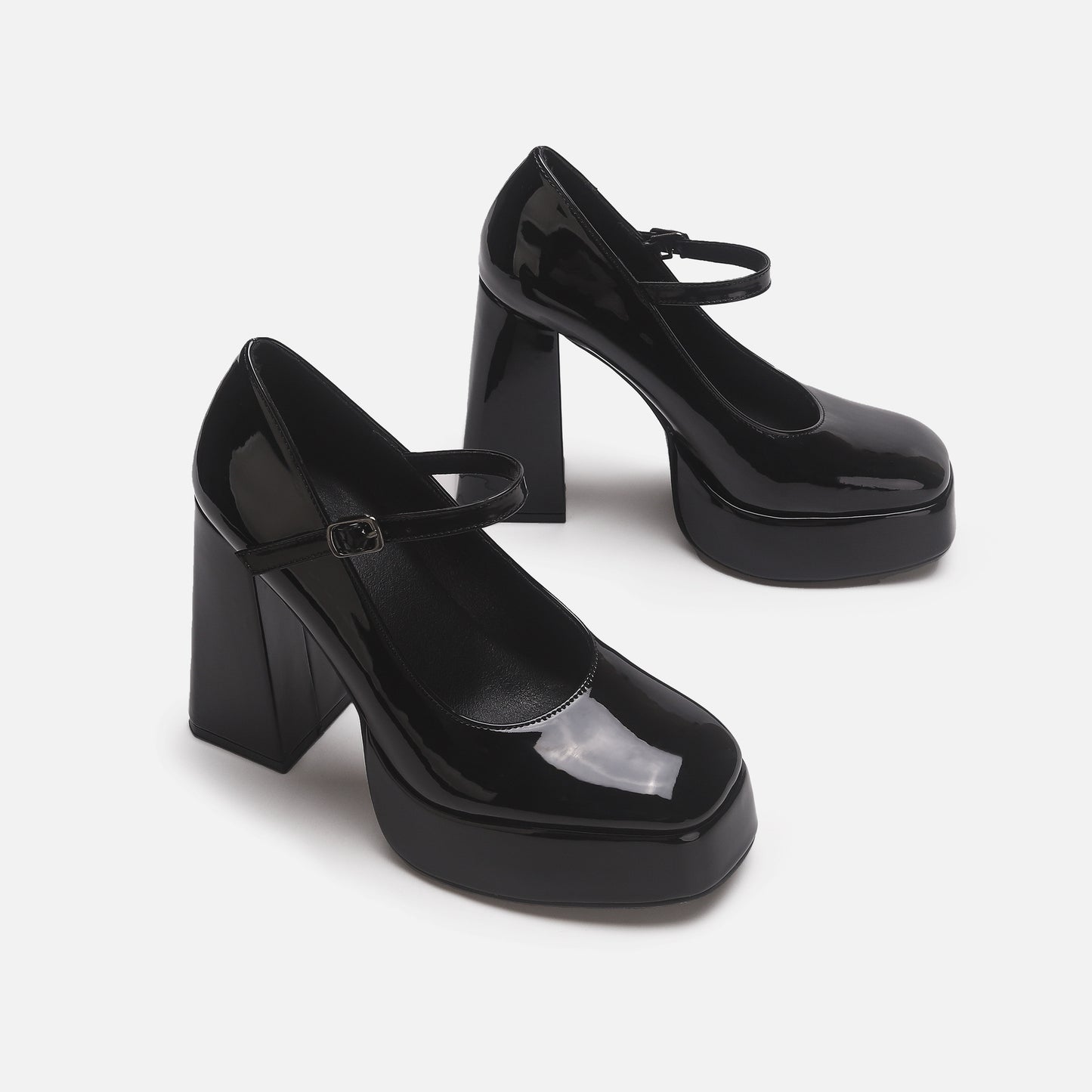 Women's Chunky Mary Jane High Single-layer Bridesmaid Leather Shoes