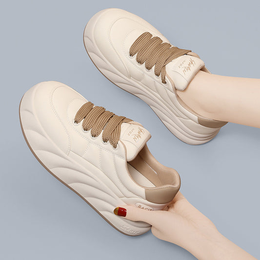 Women's Bread Platform White Spring Genuine Soft Sneakers