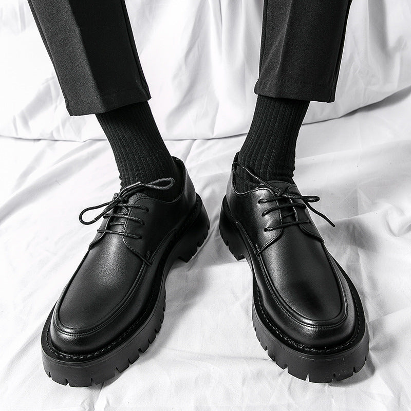 Men's British Retro Round Toe Brogue Platform Casual Shoes